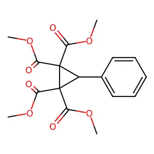 Tetramethyl 3-phenylcyclopropane-1,1,2,2-tetracarboxylate structure