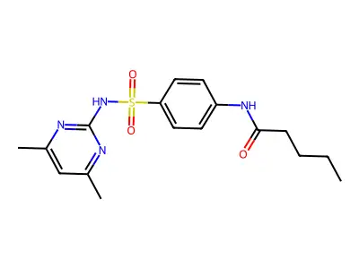 N-[4-[(4,6-dimethylpyrimidin-2-yl)sulfamoyl]phenyl]pentanamide structure