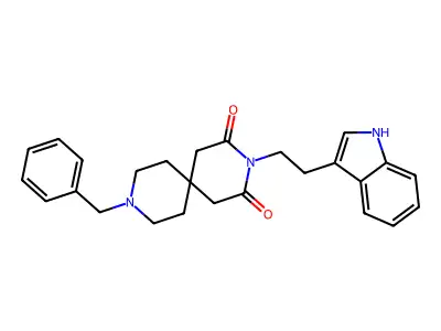 3,9-Diazaspiro(5.5)undecane-2,4-dione, 9-benzyl-3-(2-(3-indolyl)ethyl)- structure