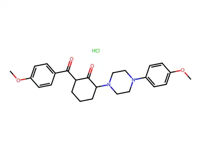 2-(p-Methoxybenzoyl)-6-(4-(p-methoxyphenyl)-1-piperazinyl)cyclohexanone hydrochloride structure