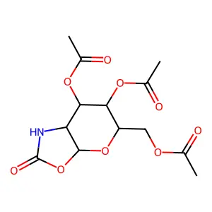 (6,7-diacetyloxy-2-oxo-1,3a,5,6,7,7a-hexahydropyrano[3,2-d][1,3]oxazol-5-yl)methyl acetate structure