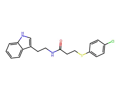 3-(4-chlorophenyl)sulfanyl-N-[2-(1H-indol-3-yl)ethyl]propanamide structure