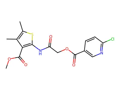 [2-[(3-methoxycarbonyl-4,5-dimethylthiophen-2-yl)amino]-2-oxoethyl] 6-chloropyridine-3-carboxylate structure
