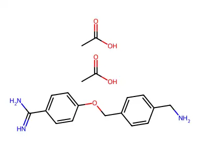 Benzenecarboximidamide, 4-((4-(aminomethyl)phenyl)methoxy)-, diacetate structure
