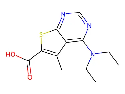 4-(Diethylamino)-5-methylthieno[2,3-d]pyrimidine-6-carboxylic acid structure