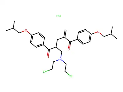 1,5-Pentanedione, 2-((bis(2-chloroethyl)amino)methyl)-1,5-bis(4-(2-methylpropoxy)phenyl)-4-methylene-, hydrochloride structure