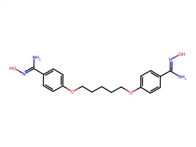 4,4'-[Pentane-1,5-diylbis(oxy)]bis(N'-hydroxybenzene-1-carboximidamide) structure