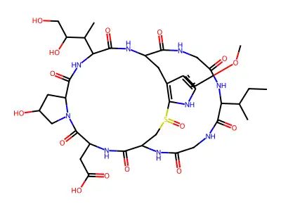 alpha-Amanitin, 1-L-aspartic acid-4-(2-mercapto-6-methoxy-L-tryptophan)-, 11-oxide structure
