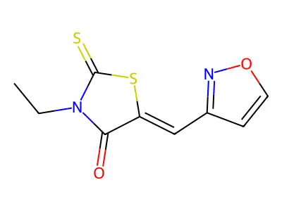 3-Ethyl-5-(1,2-oxazol-3-ylmethylidene)-2-sulfanylidene-1,3-thiazolidin-4-one structure