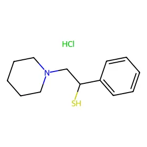 1-Phenyl-2-(piperidin-1-yl)ethane-1-thiol--hydrogen chloride (1/1) structure