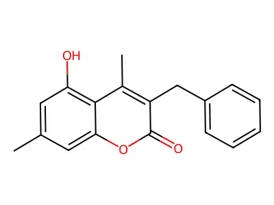3-benzyl-5-hydroxy-4,7-dimethyl-2H-chromen-2-one structure