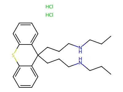 Thioxanthene-9,9'-bis(propylamine), N,N'-dipropyl-, dihydrochloride structure