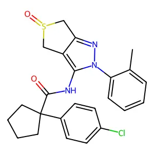 1-(4-chlorophenyl)-N-(5-oxido-2-(o-tolyl)-4,6-dihydro-2H-thieno[3,4-c]pyrazol-3-yl)cyclopentanecarboxamide structure