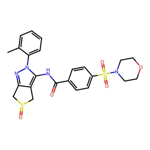 4-(morpholinosulfonyl)-N-(5-oxido-2-(o-tolyl)-4,6-dihydro-2H-thieno[3,4-c]pyrazol-3-yl)benzamide structure