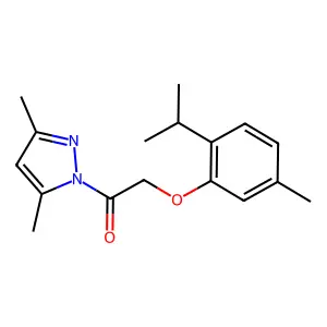 1-(3,5-Dimethylpyrazol-1-yl)-2-(5-methyl-2-propan-2-ylphenoxy)ethanone structure