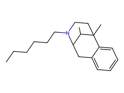 2,6-Methano-3-benzazocine, 1,2,3,4,5,6-hexahydro-6,11-dimethyl-3-hexyl- structure