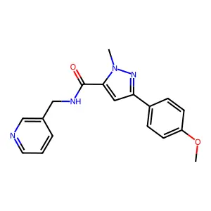 3-(4-methoxyphenyl)-1-methyl-N-(3-pyridylmethyl)-1H-pyrazole-5-carboxamide structure