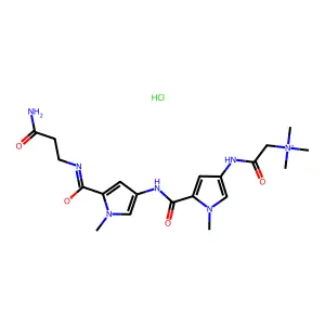 2-((5-(((5-(((3-Amino-3-oxopropyl)amino)carbonyl)-1-methyl-1H-pyrrol-3-yl)amino)carbonyl)-1-methyl-1H-pyrrol-3-yl)amino)-N,N,N-trimethyl-2-oxoethanaminium chloride structure