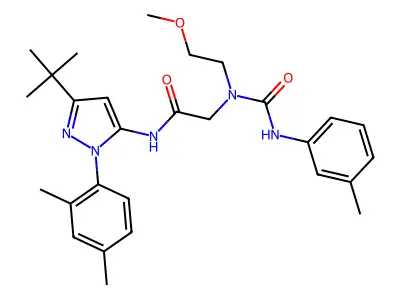 N-[3-(1,1-Dimethylethyl)-1-(2,4-dimethylphenyl)-1H-pyrazol-5-yl]-2-[(2-methoxyethyl)[[(3-methylphenyl)amino]carbonyl]amino]acetamide structure