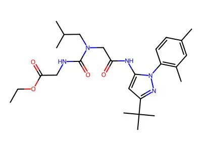 ETHYL 2-{[({[3-TERT-BUTYL-1-(2,4-DIMETHYLPHENYL)-1H-PYRAZOL-5-YL]CARBAMOYL}METHYL)(2-METHYLPROPYL)CARBAMOYL]AMINO}ACETATE structure