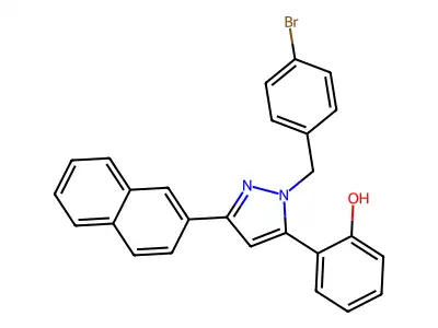 2-{1-[(4-Bromophenyl)methyl]-3-(2-naphthyl)pyrazol-5-yl}phenol structure