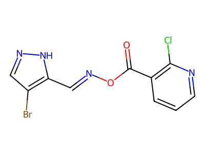 4-Bromo-1H-pyrazole-3-carboxaldehyde O-[(2-chloro-3-pyridinyl)carbonyl]oxime structure