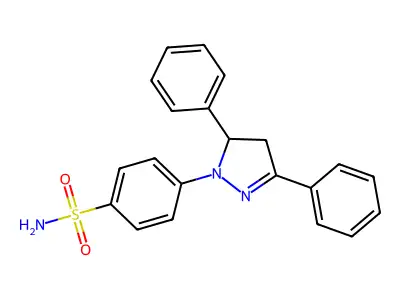 4-(3,5-diphenyl-4,5-dihydro-1H-pyrazol-1-yl)benzenesulfonamide structure