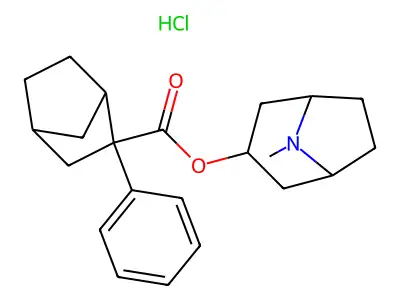 2-Norbornanecarboxylic acid, 2-phenyl-, 3-tropanyl ester, hydrochloride structure