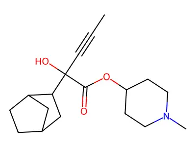 2-Norbornaneglycolic acid, alpha-(1-propynyl)-, 1-methyl-4-piperidyl ester structure