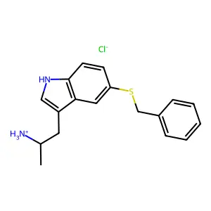 Indole, 3-(2-amino-1-propyl)-5-benzylthio-, hydrochloride structure