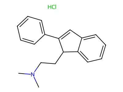 Indene-1-ethylamine, N,N-dimethyl-2-phenyl-, hydrochloride structure
