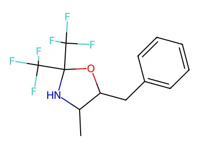 5-Benzyl-4-methyl-2,2-bis(trifluoromethyl)-1,3-oxazolidine structure