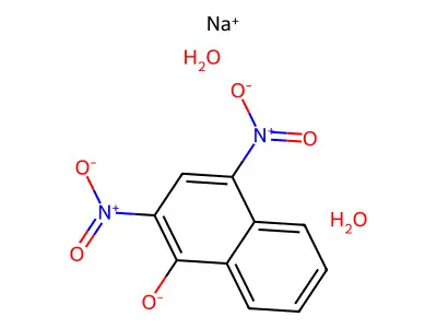 Sodium 2,4-dinitro-1-naphthalenol dihydrate structure