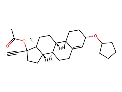3-(Cyclopentyloxy)-19-norpregn-4-en-20-yn-17-yl acetate structure