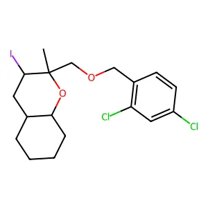 2H-1-Benzopyran, 2-(((2,4-dichlorophenyl)methoxy)methyl)octahydro-3-iodo-2-methyl-, (2alpha,3beta,4aalpha,8abeta)- structure