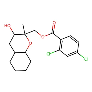 Benzoic acid, 2,4-dichloro-, (octahydro-3-hydroxy-2-methyl-2H-1-benzopyran-2-yl)methyl ester, (2alpha,3beta,4aalpha,8abeta)- structure