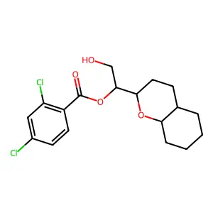 Benzoic acid, 2,4-dichloro-, 2-hydroxy-1-(octahydro-2H-1-benzopyran-2-yl)ethyl ester, (2alpha(S*),4aalpha,8abeta)- structure