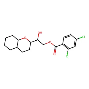 Benzoic acid, 2,4-dichloro-, 2-hydroxy-2-(octahydro-2H-1-benzopyran-2-yl)ethyl ester, (2alpha(S*),4aalpha,8abeta)- structure