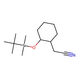 Cyclohexaneacetonitrile, 2-(((1,1-dimethylethyl)dimethylsilyl)oxy)-, trans- structure