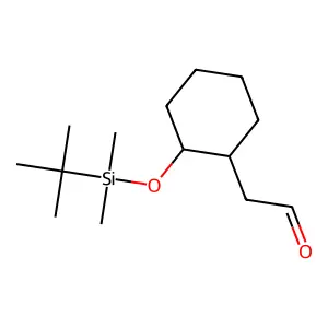 Cyclohexaneacetaldehyde, 2-(((1,1-dimethylethyl)dimethylsilyl)oxy)-, trans- structure