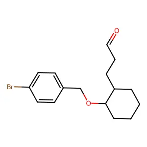 Cyclohexanepropanal, 2-((4-bromophenyl)methoxy)-, trans- structure