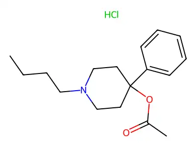 4-Piperidinol, 1-butyl-4-phenyl-, acetate, hydrochloride structure