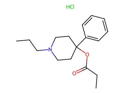 4-Piperidinol, 4-phenyl-1-propyl-, propionate, hydrochloride structure