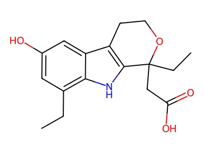 Ethyl (8-ethyl-6-hydroxy-1,3,4,9-tetrahydropyrano[3,4-b]indol-1-yl)acetate structure