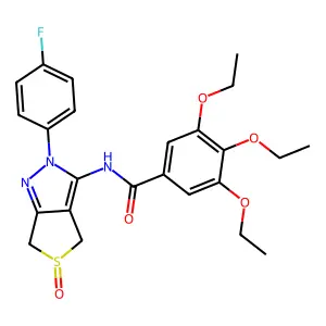 3,4,5-triethoxy-N-[2-(4-fluorophenyl)-5-oxo-4,6-dihydrothieno[3,4-c]pyrazol-3-yl]benzamide structure