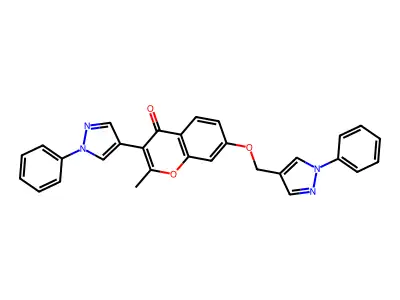 2-Methyl-3-(1-phenylpyrazol-4-yl)-7-[(1-phenylpyrazol-4-yl)methoxy]chromen-4-one structure