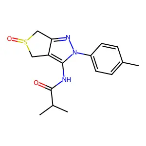 N-(5-oxido-2-(p-tolyl)-4,6-dihydro-2H-thieno[3,4-c]pyrazol-3-yl)isobutyramide structure