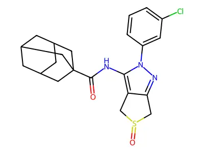 N-[2-(3-chlorophenyl)-5-oxo-4,6-dihydrothieno[3,4-c]pyrazol-3-yl]adamantane-1-carboxamide structure