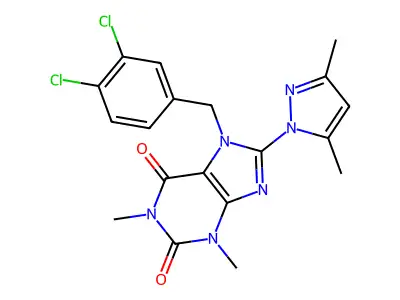 7-[(3,4-dichlorophenyl)methyl]-8-(3,5-dimethylpyrazol-1-yl)-1,3-dimethylpurine-2,6-dione structure