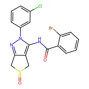2-bromo-N-(2-(3-chlorophenyl)-5-oxido-4,6-dihydro-2H-thieno[3,4-c]pyrazol-3-yl)benzamide structure